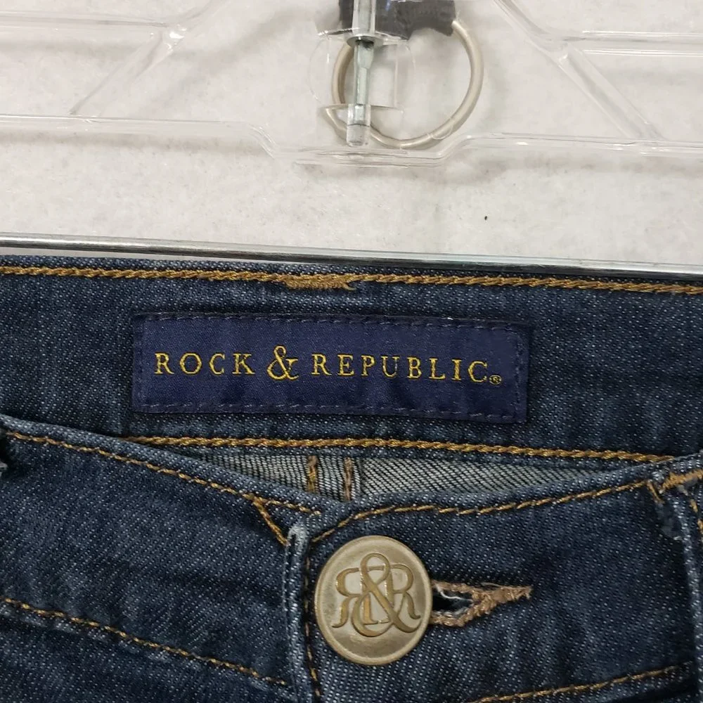 Rock & Republic Berlin Womens Jeans Dark Wash Blue Size 10 Stretch - Picture 2 of 9